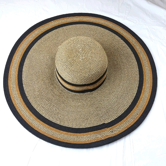San Diego Hat Company Accessories - Wide Brimmed Tan Black Striped Hat OSFM